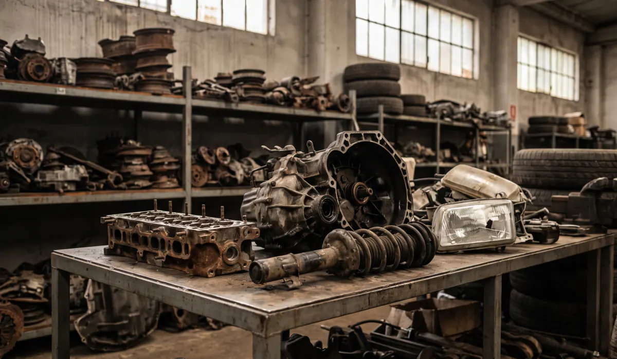 Used bakkie and 4x4 spare parts on racking in the City Deep spares warehouse